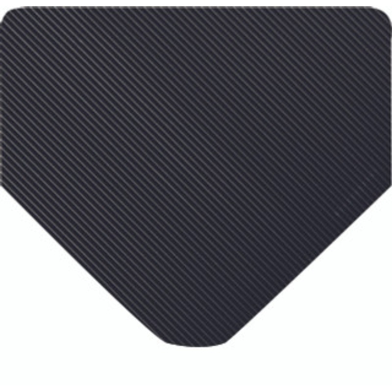 Wearwell Heavy Duty Corrugated Runner Black, 1/4in x 2ft x 18ft – 305.14X2X18BK