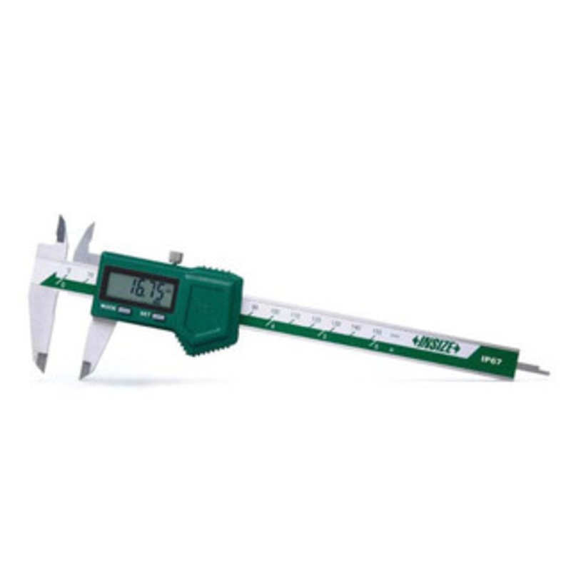Insize Electronic Caliper: 0 to 6, 0.0005 Resolution, IP67 0.0012 Accuracy, 1.575 Jaw Length, Stainless Steel Jaws, Data Output 1118-150B – 10411205