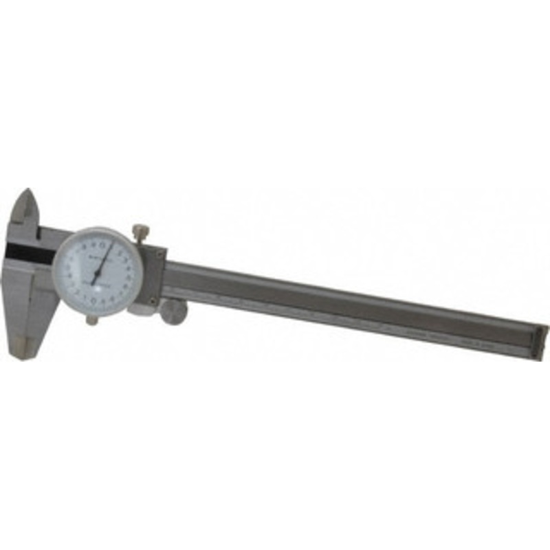 Value Collection Dial Caliper: 150 mm Range, 0.02 mm Graduation, 2 mm per Revolution 1.57” Jaw Length, White Face 20W-S215 – 06414304