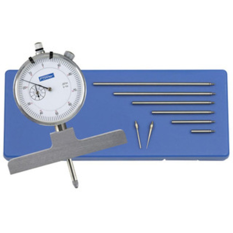 Fowler 0 to 22 Inch Range, Steel, White Dial Depth Gage 0.001 Inch Graduation, 0.001 Inch Accuracy, 1 Inch Travel, 4 Inch Base Measuring Length 52-125-006-1 – 01407410