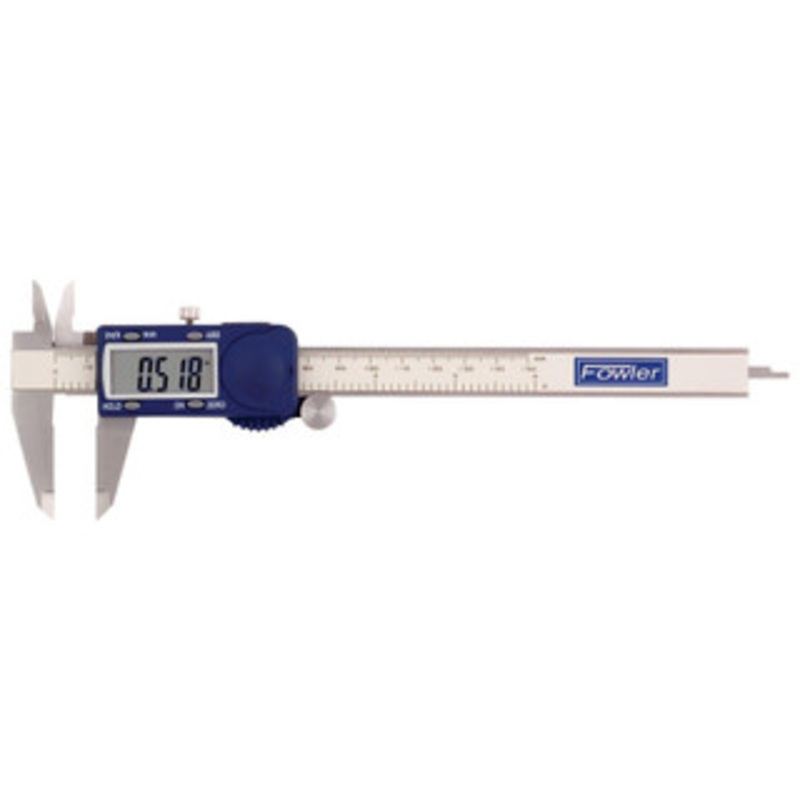 Fowler Electronic Calipers, Maximum Measurement (Decimal Inch): 6, Maximum Measurement (mm): 150, Measurement Range: 0in to 6in, 0mm to 150mm, Resolution: 10.0005in, 10.01mm, Accuracy: 10.0010in, 10.02mm, Data Output: Yes 54-101-600-1 – 76646058