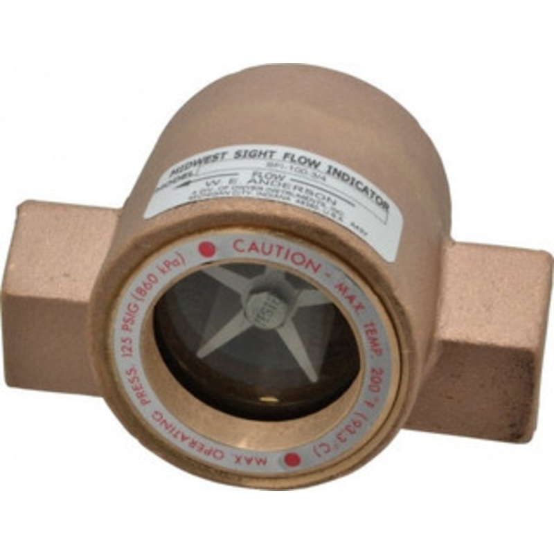 Dwyer Instruments 3/4 Inch, Bronze Body Sight Flow Indicator 125 Max psi, 4 Inch Overall Length, 200F SFI-100-3/4 – 00606277