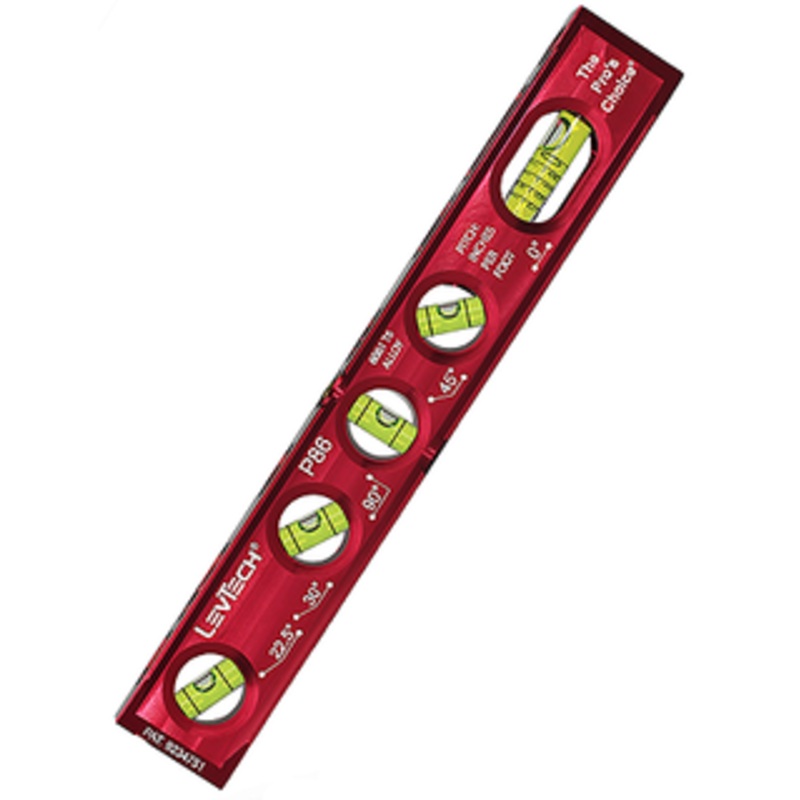 LevTech P86 5 Vial Plumbers Level – Red