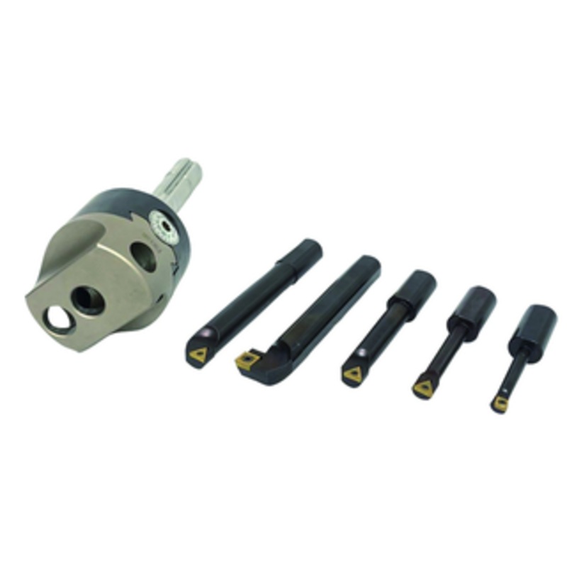 Precise Indexable Boring Tool Set with 3 Boring Head, R8 Shank & 5 Boring Bars – 1906-0205