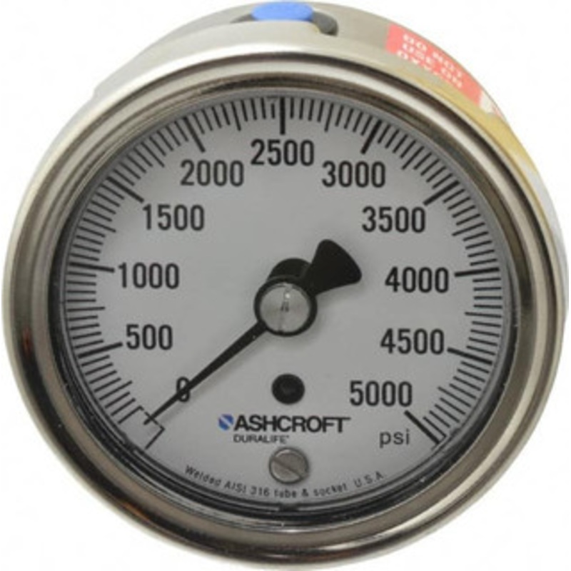 Ashcroft 2-1/2 Dial, 1/4 Thread, 0-5,000 Scale Range, Pressure Gauge Center Back Connection Mount, Accurate to 1% of Scale 83250 – 56480999