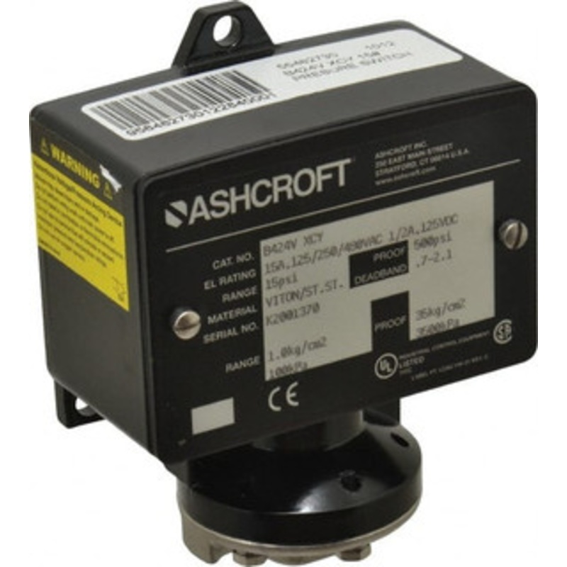 Ashcroft 3 to 15 psi Adjustable Range, 500 Max psi, Watertight Single Setpoint 1/4 Thread 93262 – 56482730