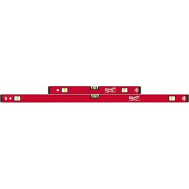 Milwaukee Tool Magnetic 24 & 48 Long 6 Vial Box Beam Level Aluminum, Red, 2 Level & 4 Plumb Vials MLCMSM48 – 38922100
