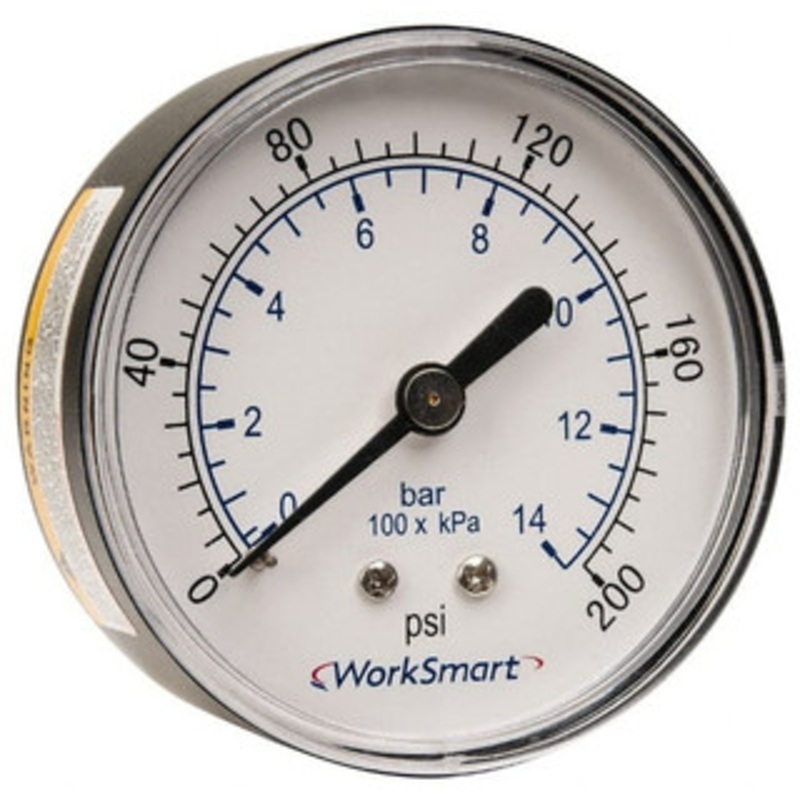 Value Collection 2-1/2 Dial, 1/4 Thread, 0-200 Scale Range, Pressure Gauge Center Back Connection Mount, Accurate to 3-2-3% of Scale WS-PE-GAGE-53 – 70671441