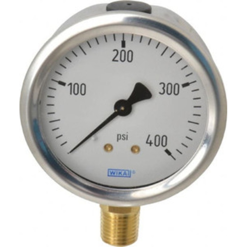 WIKA 2-1/2 Dial, 1/4 Thread, 0-400 Scale Range, Pressure Gauge Lower Connection Mount, Accurate to 1.5% of Scale 9767100 – 56453558