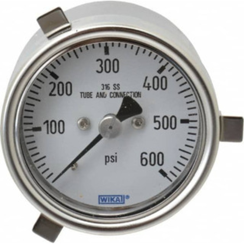 WIKA 2-1/2 Dial, 1/4 Thread, 0-600 Scale Range, Pressure Gauge Lower Back Connection Mount, Accurate to 2-1-2% of Scale 50169459 – 63150692