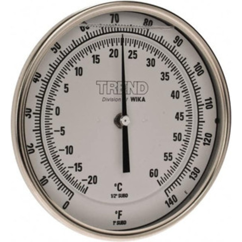 WIKA 4 Stem, 0 to 140 F Bi-Metal Thermometer Back Connected, 1% Accurate, Stainless Steel 50040A004A4SF – 56430176