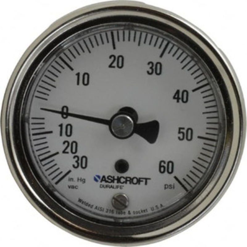 Ashcroft 2-1/2 Dial, 1/4 Thread, 30-0-60 Scale Range, Pressure Gauge Center Back Connection Mount, Accurate to 1% of Scale 82120 – 56481666