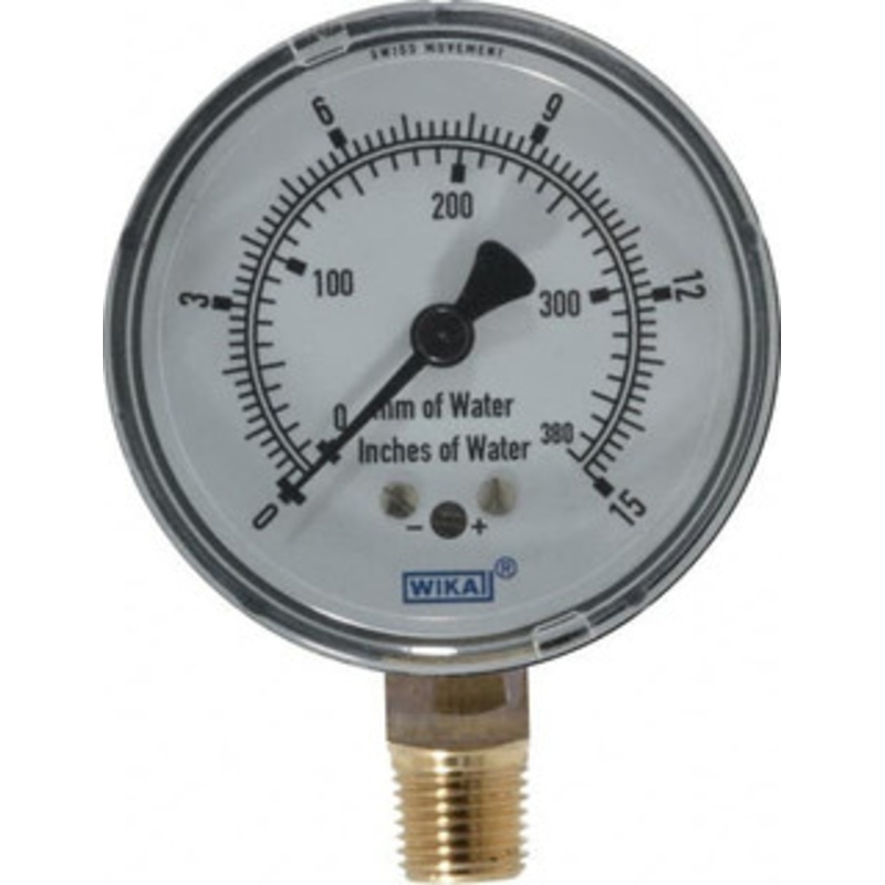WIKA 2-1/2 Dial, 1/4 Thread, 0-15/0-380 Scale Range, Pressure Gauge Lower Connection Mount, Accurate to 1.5% of Scale 9851682 – 56459084