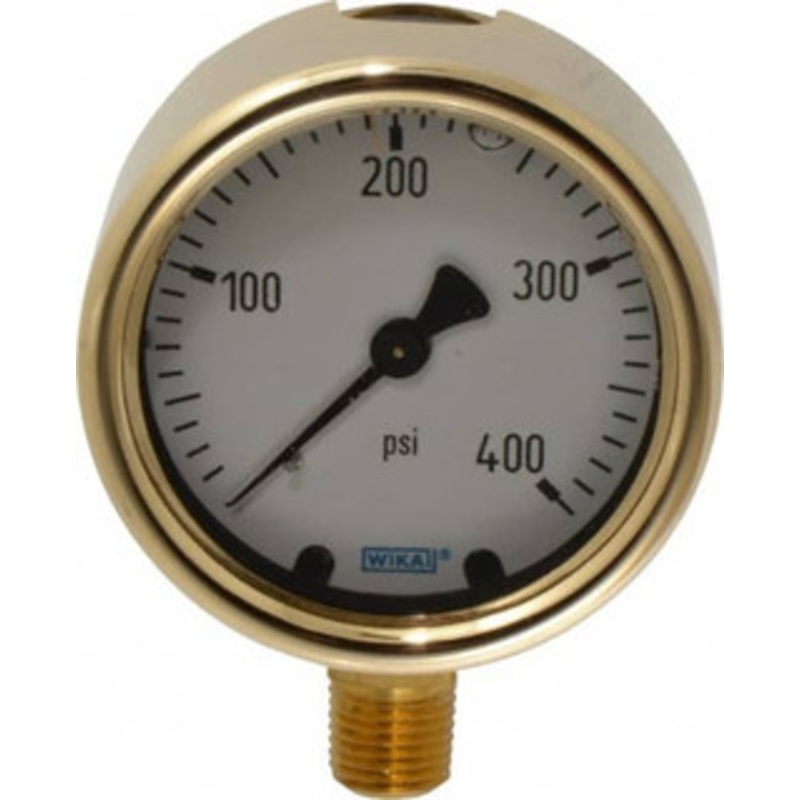 WIKA 2-1/2 Dial, 1/4 Thread, 0-400 Scale Range, Pressure Gauge Lower Connection Mount, Accurate to 1.5% of Scale 9310746 – 56455801
