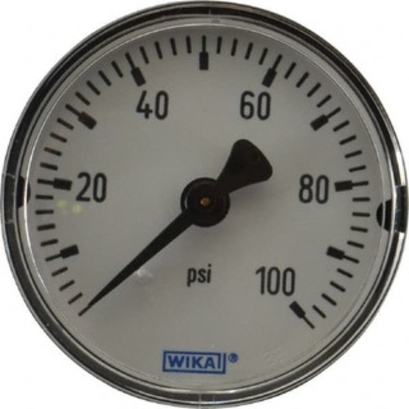 WIKA 2 Dial, 1/4 Thread, 0-100 Scale Range, Pressure Gauge Center Back Connection Mount, Accurate to 3-2-3% of Scale 4253290 – 89074660