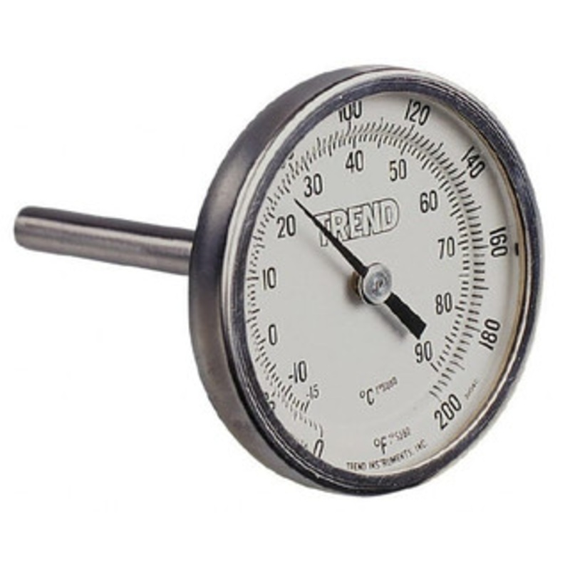 WIKA 9 Stem, 50 to 400 F Bi-Metal Thermometer Back Connected, 1% Accurate, Stainless Steel 20090A009G2 – 56440647
