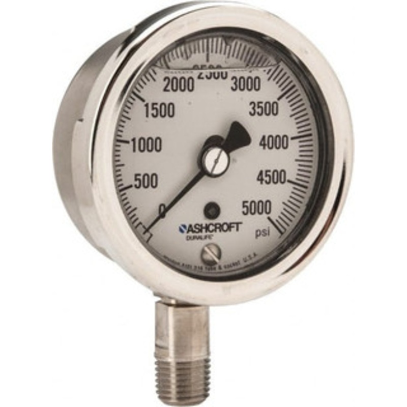 Ashcroft 2-1/2 Dial, 1/4 Thread, 0-5,000 Scale Range, Pressure Gauge Lower Connection Mount, Accurate to 1% of Scale 94216 – 56480783