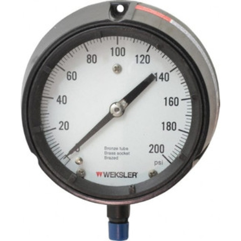 Made in USA 4-1/2 Dial, 1/4 Thread, 0-200 Scale Range, Pressure Gauge Lower Connection Mount, Accurate to 1% of Scale BA142PH4LW – 86494358