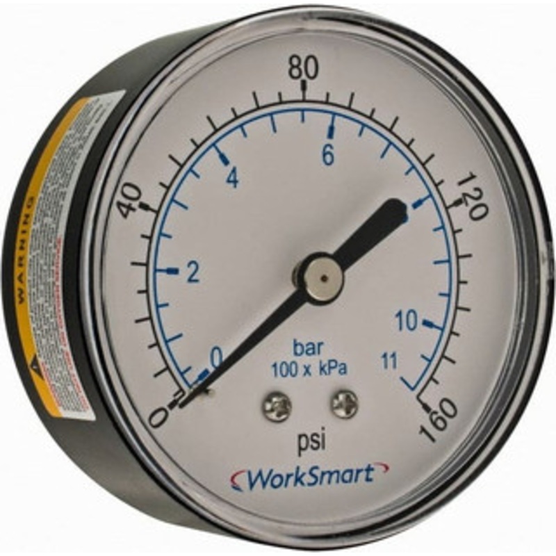 Value Collection 2-1/2 Dial, 1/4 Thread, 0-160 Scale Range, Pressure Gauge Center Back Connection Mount, Accurate to 3-2-3% of Scale WS-PE-GAGE-52 – 70671276