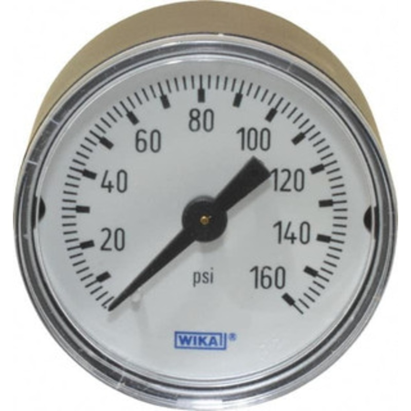 WIKA 1-1/2 Dial, 1/8 Thread, 0-160 Scale Range, Pressure Gauge Center Back Connection Mount, Accurate to 3-2-3% of Scale 9690242 – 71253991