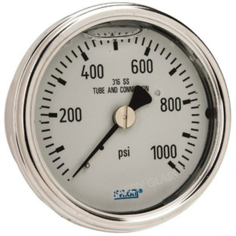 WIKA 2-1/2 Dial, 1/4 Thread, 0-1,000 Scale Range, Pressure Gauge Center Back Connection Mount, Accurate to 2-1-2% of Scale 9832208 – 63148928