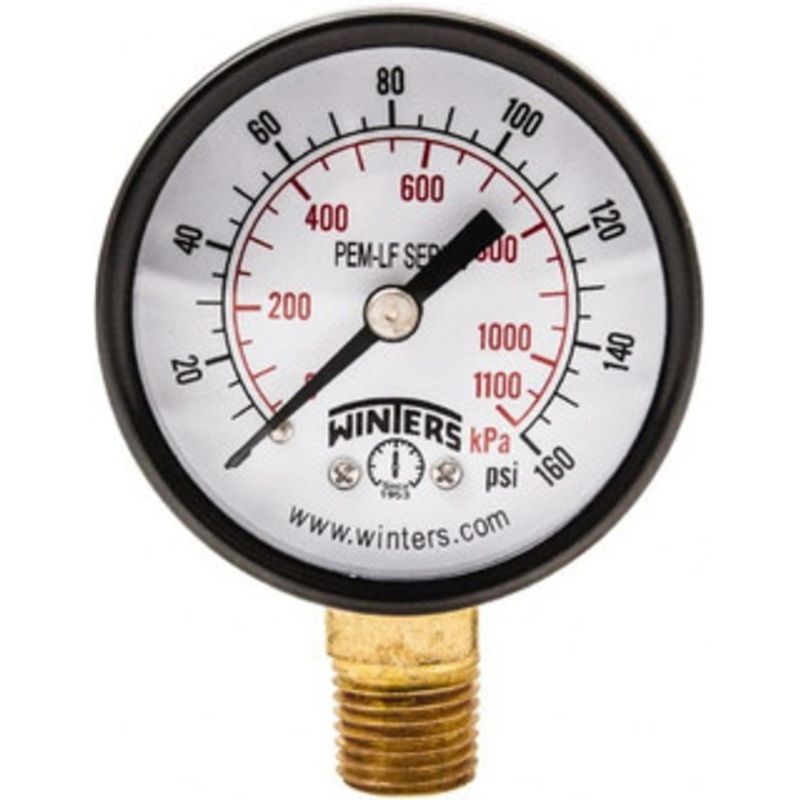 Winters Instruments 2 Dial, 1/4 Thread, 0-160 Scale Range, Pressure Gauge Lower Connection Mount, Accurate to 3-2-3% of Scale PEM203LF – 91533752