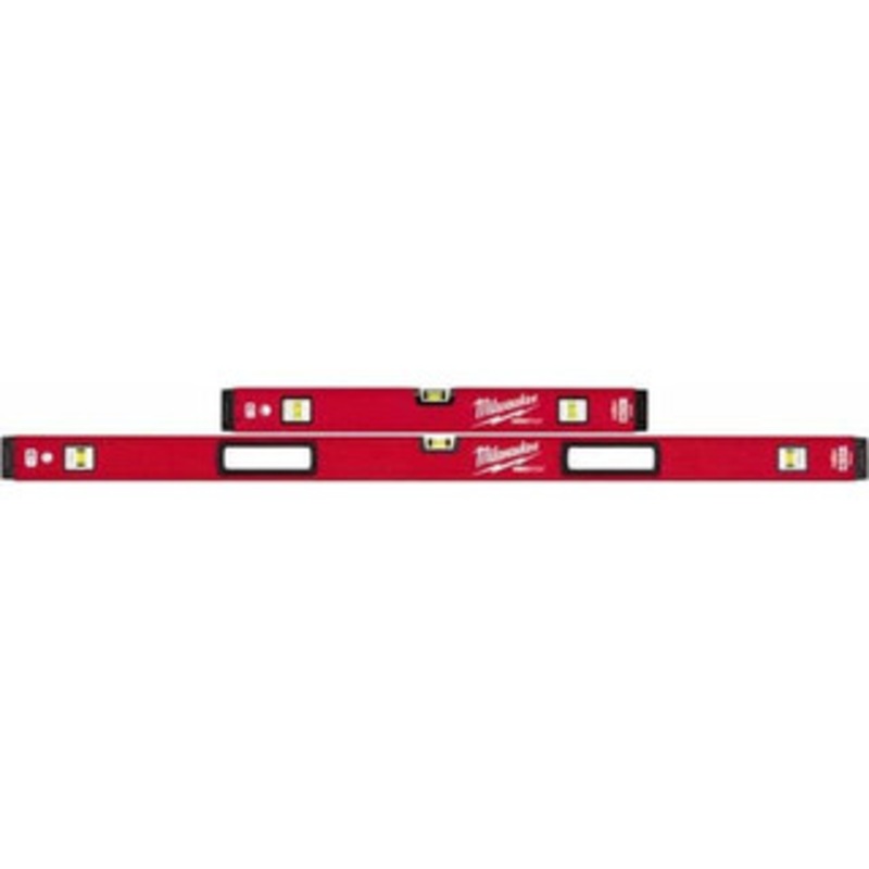 Milwaukee Tool Magnetic 24 & 48 Long 6 Vial Box Beam Level Aluminum, Red, 2 Level & 4 Plumb Vials MLBXSM48 – 38922142