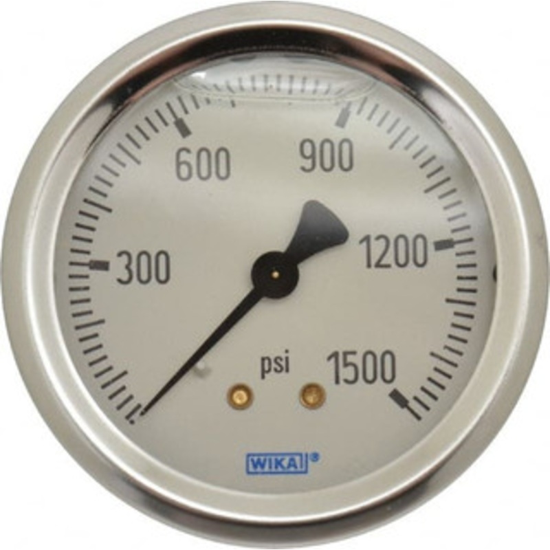 WIKA 2-1/2 Dial, 1/4 Thread, 0-1,500 Scale Range, Pressure Gauge Center Back Connection Mount, Accurate to 1.5% of Scale 9768165 – 56453848