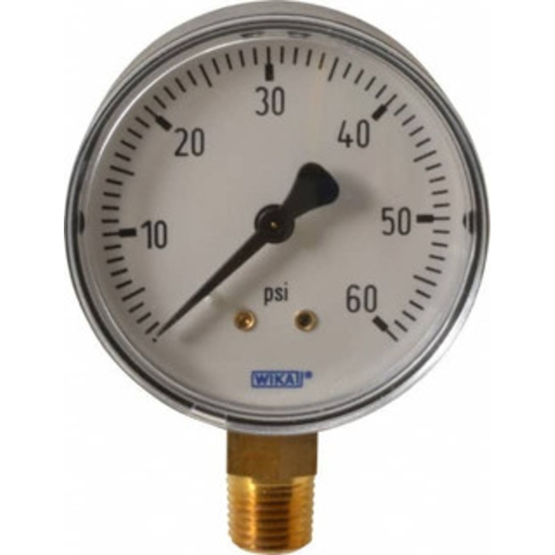 WIKA 2-1/2 Dial, 1/4 Thread, 0-60 Scale Range, Pressure Gauge Lower Connection Mount, Accurate to 3-2-3% of Scale 4253124 – 75471854