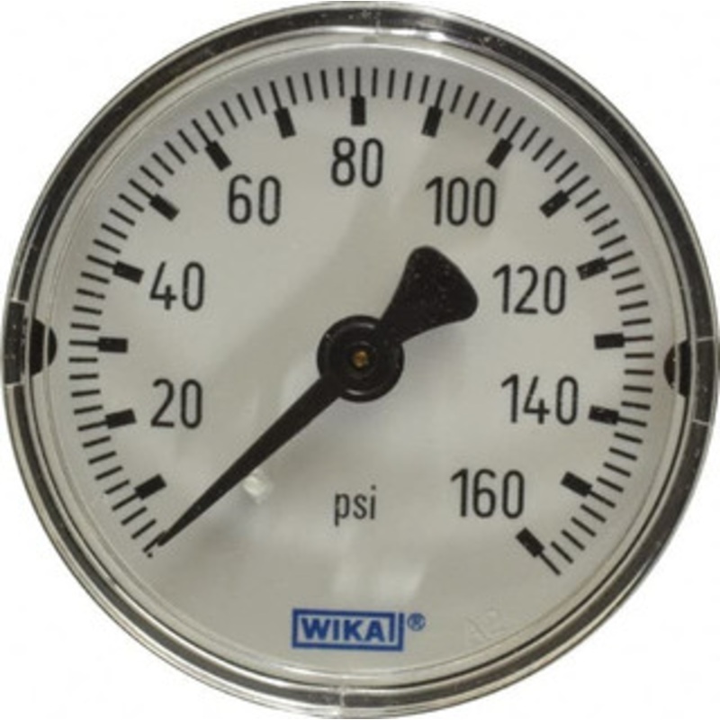 WIKA 2 Dial, 1/4 Thread, 0-160 Scale Range, Pressure Gauge Center Back Connection Mount, Accurate to 3-2-3% of Scale 4253302 – 79207189