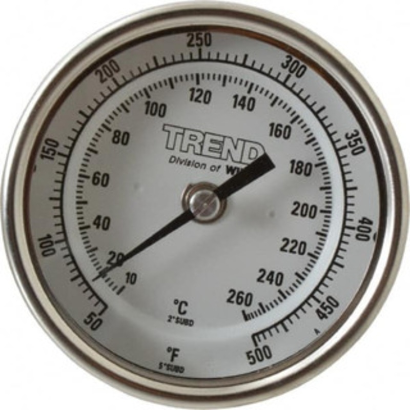 WIKA 9 Stem, 50 to 500 F Bi-Metal Thermometer Back Connected, 1% Accurate, Stainless Steel 52889135 – 56426877