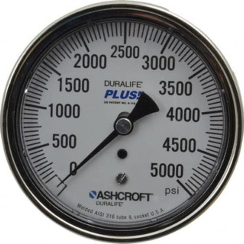 Ashcroft 3-1/2 Dial, 1/4 Thread, 0-5,000 Scale Range, Pressure Gauge Center Back Connection Mount, Accurate to 1% of Scale 83255XLL – 75009175