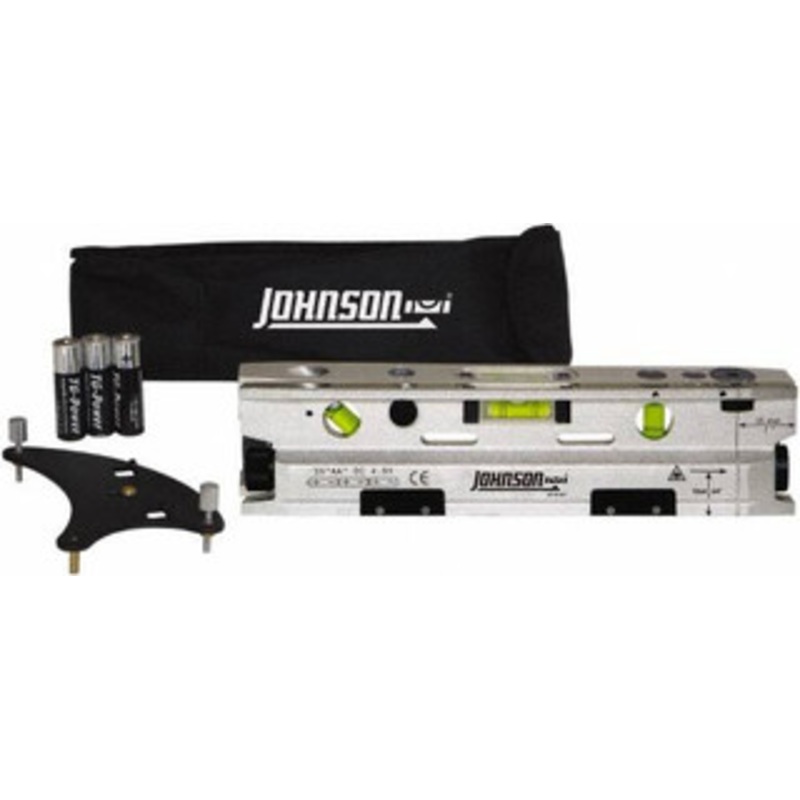 Johnson Level & Tool 3 Beam 100′ (Interior) Max Range Torpedo Laser Level Red Beam, 1/8 at 50′ Accuracy, 3-1/8 Long x 10 Wide x 2-1/4 High, Battery Included 40-6184 – 69818482