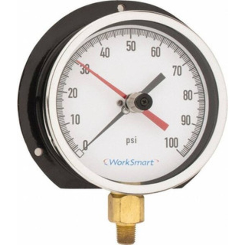 Value Collection 4-1/2 Dial, 1/4 Thread, 0-100 Scale Range, Pressure Gauge Lower Connection Mount, Accurate to 0.5% of Scale WS-PE-305 – 59274381