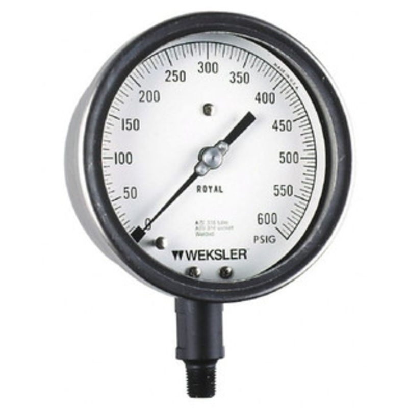 Weksler Instruments 4-1/2 Dial, 1/4 Thread, 0-60 Scale Range, Pressure Gauge Lower Connection, Rear Flange Connection Mount, Accurate to 1% of Scale BA142PE4LW9 – 05808852