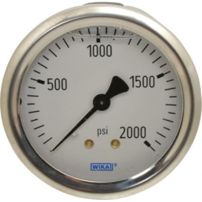 WIKA 2-1/2 Dial, 1/4 Thread, 0-2,000 Scale Range, Pressure Gauge Center Back Connection Mount, Accurate to 1.5% of Scale 9768939 – 56453855