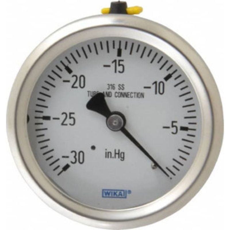 WIKA 2-1/2 Dial, 1/4 Thread, 30-0 Scale Range, Pressure Gauge Center Back Connection Mount, Accurate to 1.5% of Scale 9768394 – 56452451