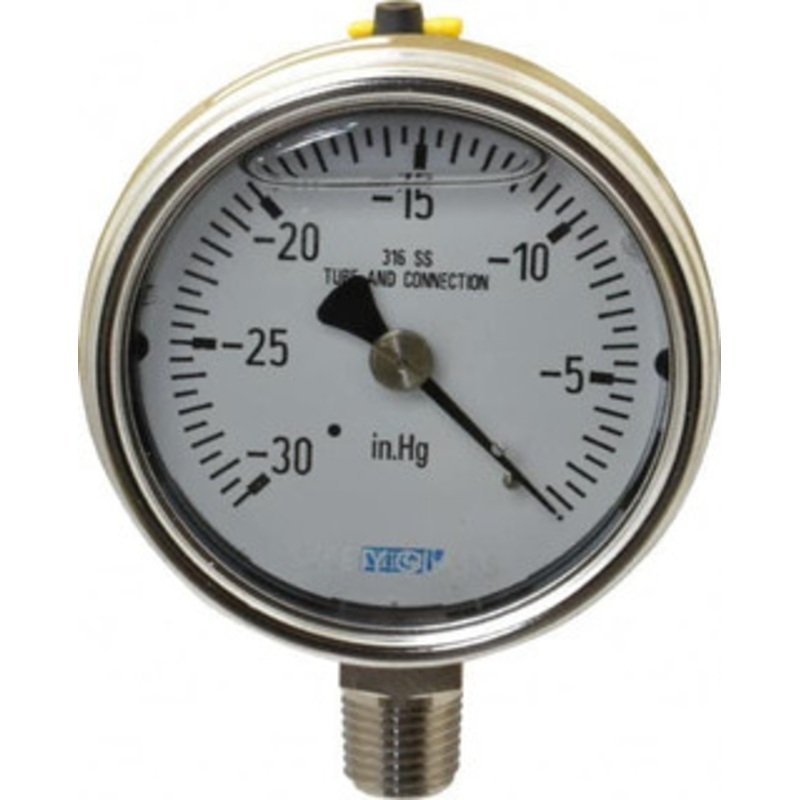 WIKA 2-1/2 Dial, 1/4 Thread, 30-0 Scale Range, Pressure Gauge Lower Connection Mount, Accurate to 2-1-2% of Scale 9831784 – 06608152
