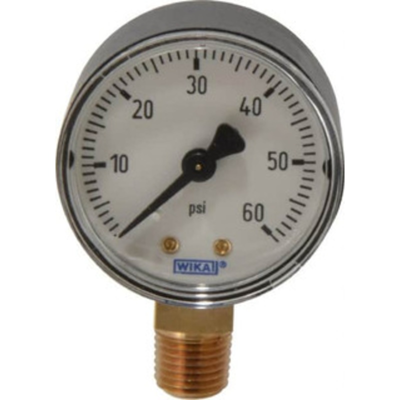 WIKA 2 Dial, 1/4 Thread, 0-60 Scale Range, Pressure Gauge Lower Connection Mount, Accurate to 3-2-3% of Scale 4252935 – 60807989