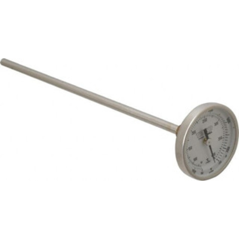 WIKA 9 Stem, 150 to 750 F Bi-Metal Thermometer Back Connected, 1% Accurate, Stainless Steel 20090A011G2 – 56440662