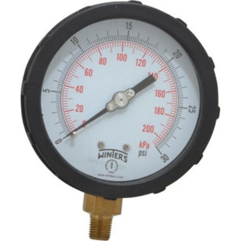 Winters Instruments 4 Dial, 1/4 Thread, 0-30 Scale Range, Pressure Gauge Lower Connection Mount, Accurate to 1% of Scale PCC602C3Y4SGC – 55193353