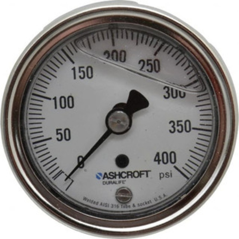 Ashcroft 2-1/2 Dial, 1/4 Thread, 0-400 Scale Range, Pressure Gauge Center Back Connection Mount, Accurate to 1% of Scale 83187 – 56480932