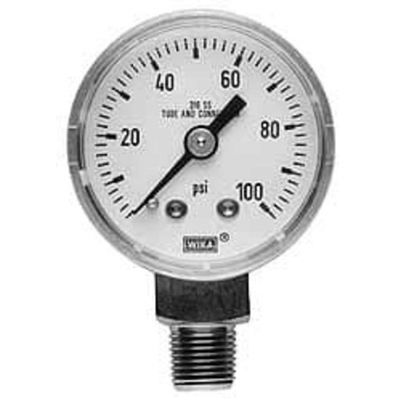 WIKA 2 Dial, 1/4 Thread, 0-160 Scale Range, Pressure Gauge Center Back Connection Mount, Accurate to 2.5% of Scale 9117865 – 56452022