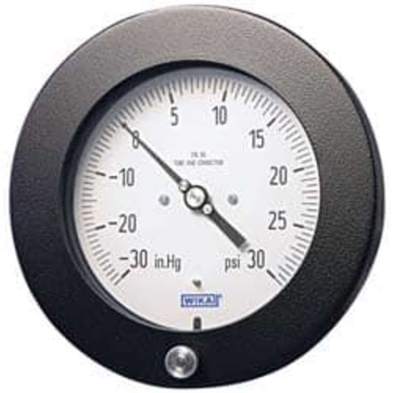 WIKA 4-1/2 Dial, 1/4 Thread, 30-0-300 Scale Range, Pressure Gauge Lower Back Connection Mount, Accurate to 0.5% of Scale 50786709 – 63151658
