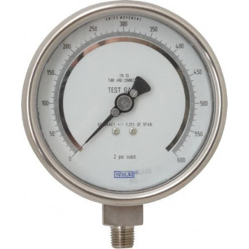 WIKA 4 Dial, 1/4 Thread, 0-600 Scale Range, Pressure Gauge Lower Connection Mount, Accurate to 0.25% of Scale 4220102 – 05517248
