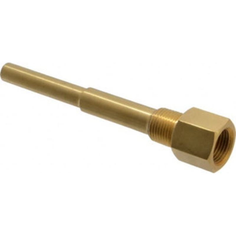 Alloy Engineering Company 6 Inch Overall Length, 1/2 Inch Thread, Brass Standard Thermowell 4-1/2 Inch Insertion Length .5-260S-U4.5 – 56466634