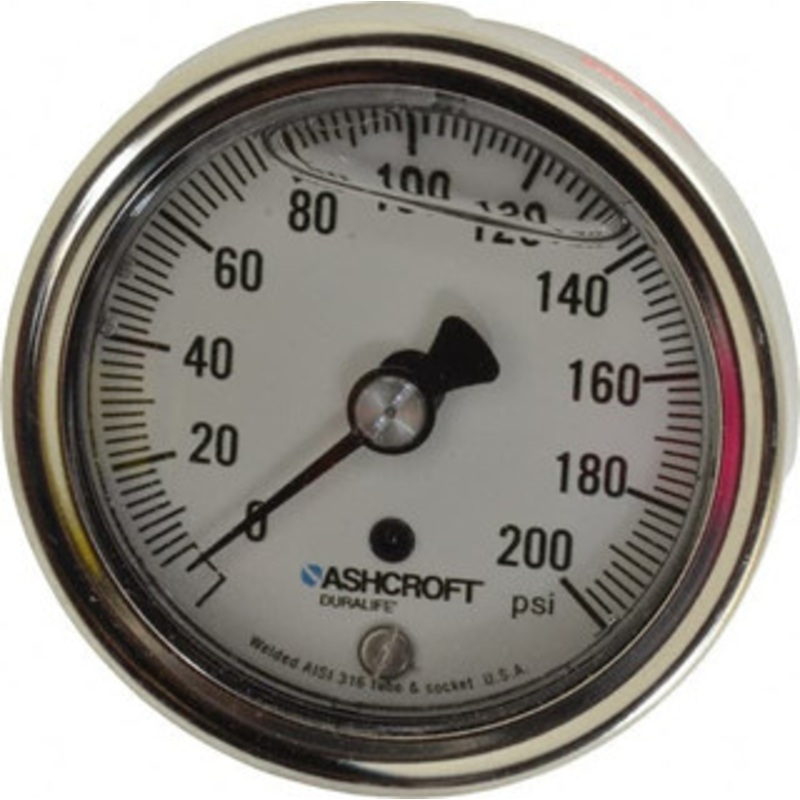 Ashcroft 2-1/2 Dial, 1/4 Thread, 0-200 Scale Range, Pressure Gauge Center Back Connection Mount, Accurate to 1% of Scale 83185 – 56480916