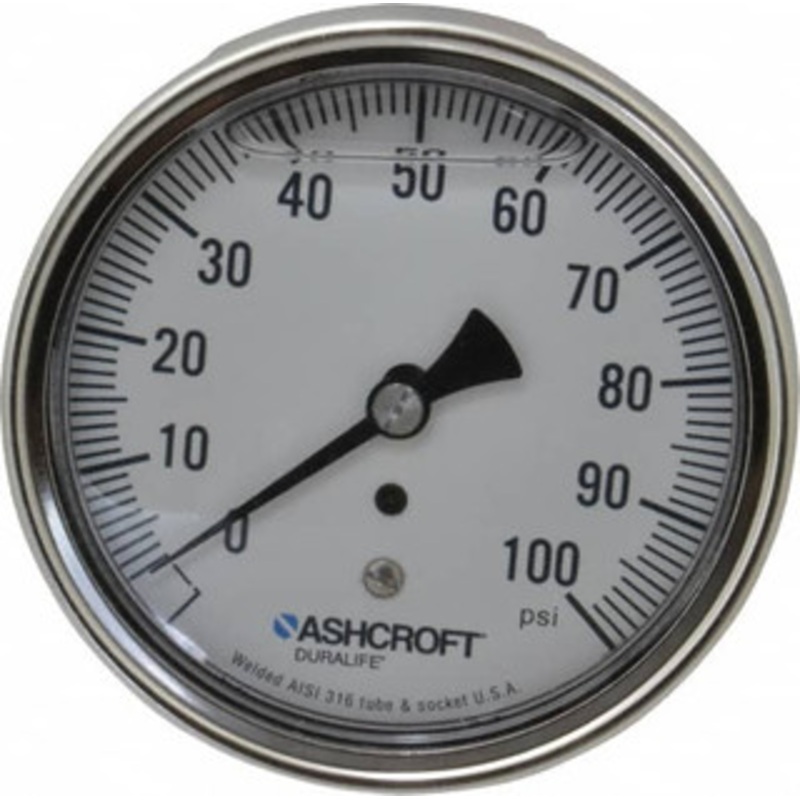 Ashcroft 3-1/2 Dial, 1/4 Thread, 0-100 Scale Range, Pressure Gauge Center Back Connection Mount, Accurate to 1% of Scale 83197 – 56481310