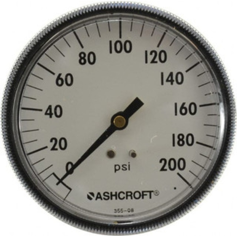 Ashcroft 3-1/2 Dial, 1/4 Thread, 0-200 Scale Range, Pressure Gauge Center Back Connection Mount 662876116478 – 56480403