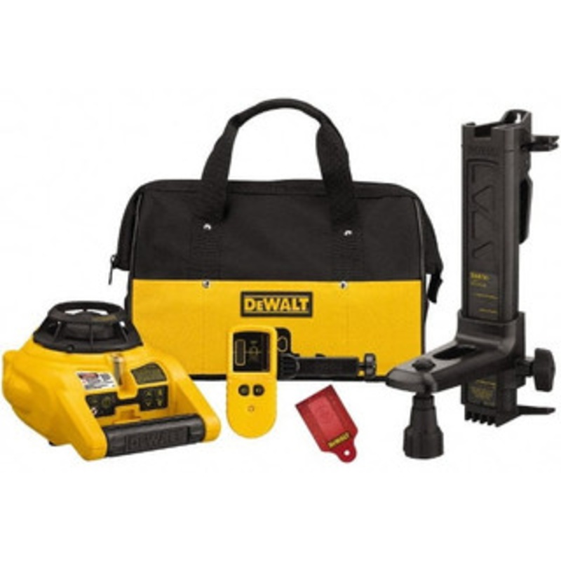 DeWALT 100′ (Interior) & 600′ (Exterior) Measuring Range, 1/4 at 100′ & 2mm at 10m Accuracy, Self-Leveling Rotary Laser with Detector 5 Self Leveling Range, 600 RPM, 2-D Battery Included DW074KD – 08162935